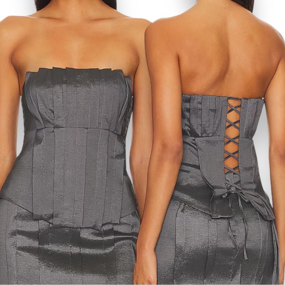 Revolve LPA grey strapless Delfina Corset Top in Charcoal - Picture 1 of 5